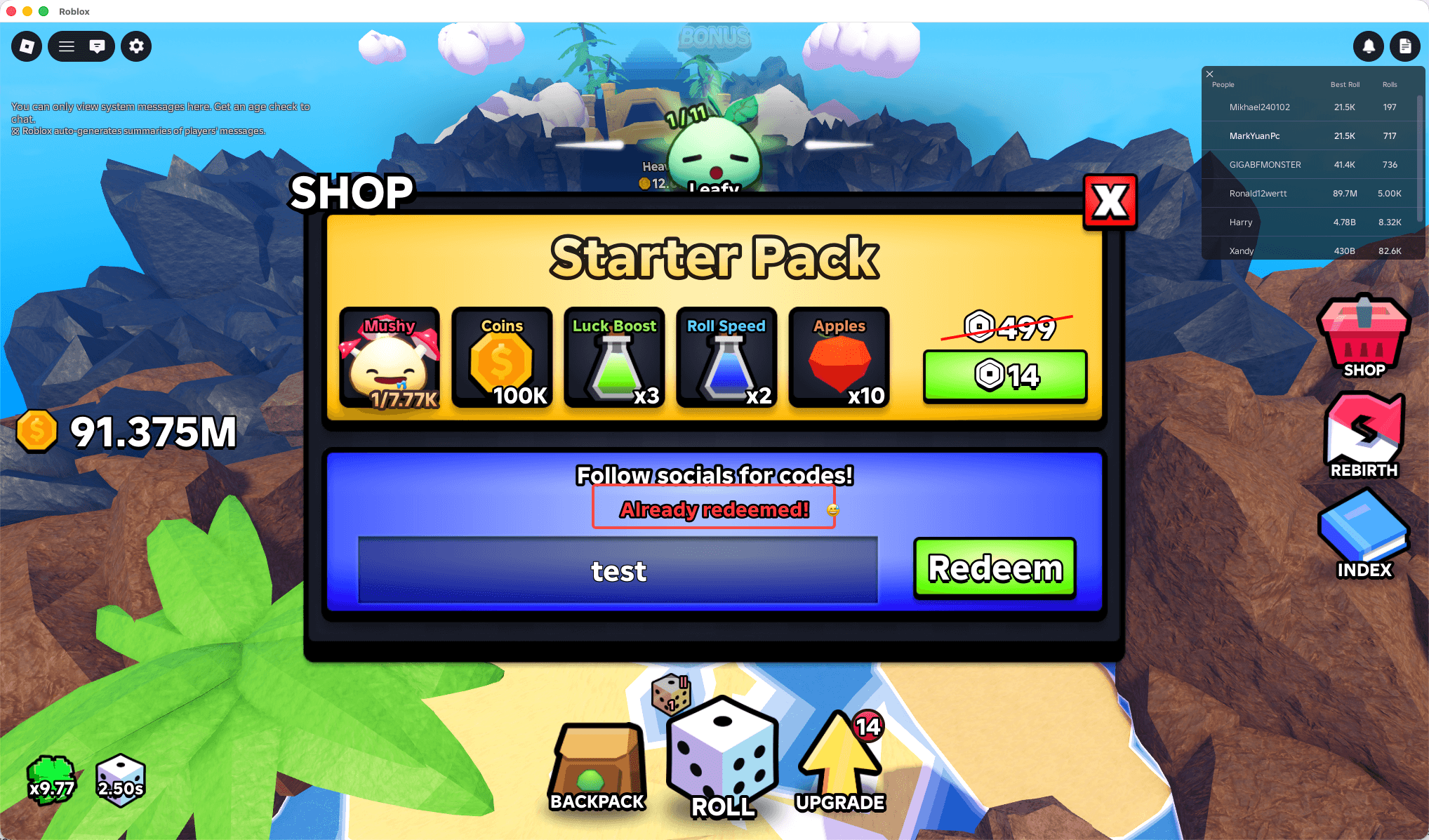 Invalid code message in Slime RNG